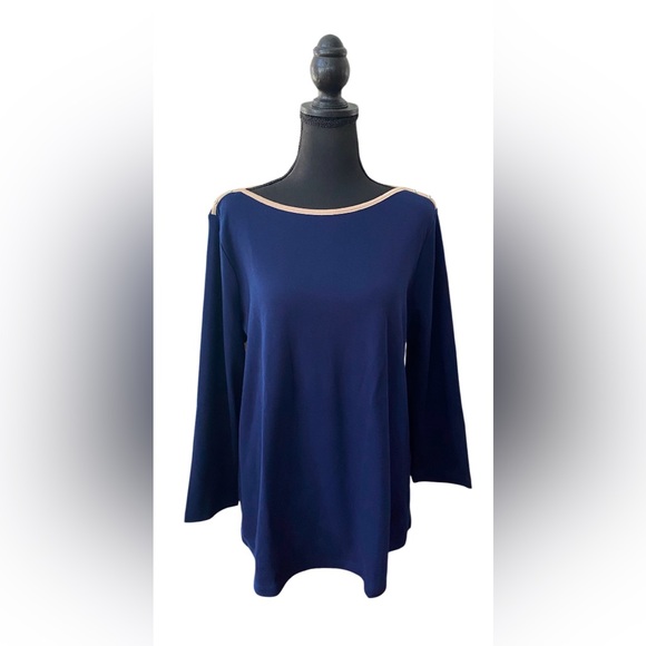 Kim Rogers: Navy Blue and Brown Boat Shirt - Picture 1 of 17